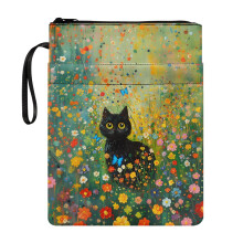 Floral Cat Book Cover 11.4 x 8.7 in, Waterproof Zippered
