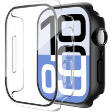 XiHAMA2Pack Hülle mit integriertem Displayschutz aus gehärtetem Glas, kompatibel mit Apple Watch Series 10, robuste PC-Hülle mit Rundumschutz