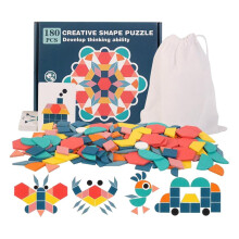 Wooden Geometric Shape Puzzle for Kindergarten 180 Pieces