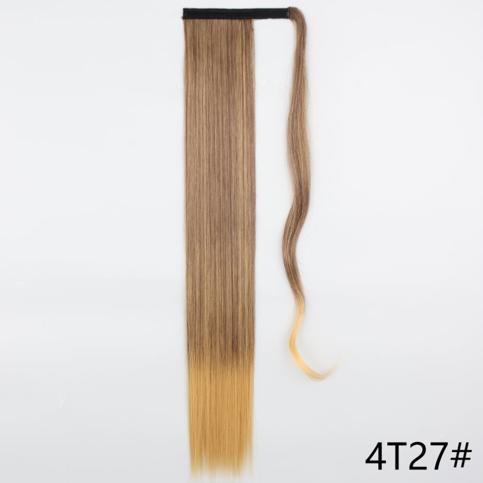 Unisex Brown Lisi Girl 85Cm Synthetic Long Straight Ponytail Hair Clip In Hair Extensions Blonde Wrap Around Pony Hairpiece For Women