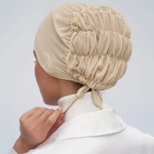 Women's Beige Mesh Headbands – Breathable Elastic Bandana Scarf, Compatible with All Hair Types