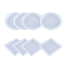 KINCJON Crystal Epoxy Casting Mold Kit Coaster Resin Molds Silicone Cups Mats Moulds