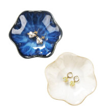 2PCS Lotus Leaf Shape Ring Holder Dish, Small Key Bowl, Ceramic Trinket Tray Jewelry Dish Organizing