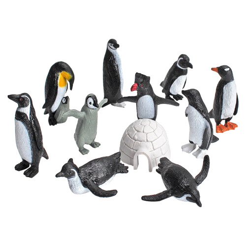 Ensemble de 11 figurines réalistes de pingouins arctiques