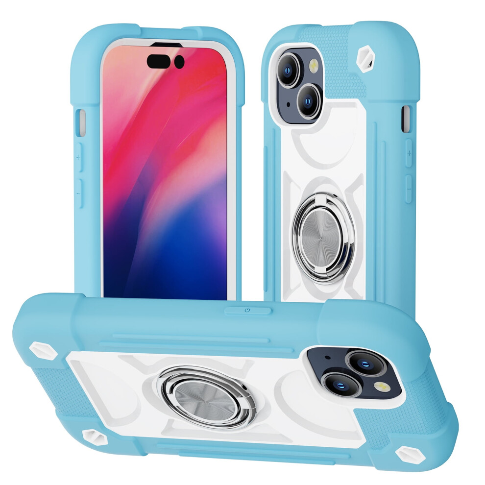 Compatible With Iphone 15 Plus Case, 6.7", 360 Rotating Ring Stand, Military-Grade Shockproof Rugged Cover, Blue 9479868517363