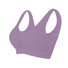 Sport-bh med nätpaneler, ventilerande bygelfri design för hot yoga, gym och maximal andningsförmåga under träning Purple44