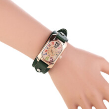 Vintage Faux Leather Analog Quartz Watch Dark Green