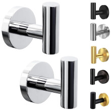 Towel Hooks for Bathroom,6 Packs Wall Mount Towel Holder,Black Matte Wall Robe Hook,Stainless Steel Heavy Duty Door Hanger Towel Hook