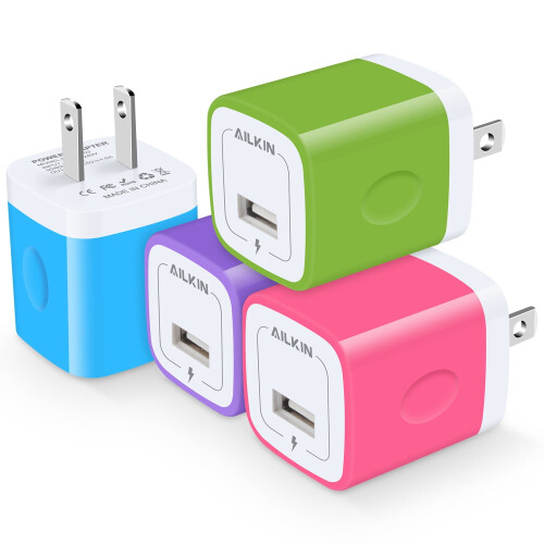 4-Pack USB Wall Charger Block, 5V/1A, Fast Charging Station for compatible with iPhone