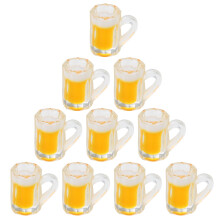 10 stk. små ølkopper, modelharpiks, ølglas, dukkehusdekorationer, miniaturehavedekorationer