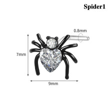 1 Pc 20g Stainless Steel CZ L-Shape Nose Stud Bat Spider Nose Piercing Jewelry-Spider1