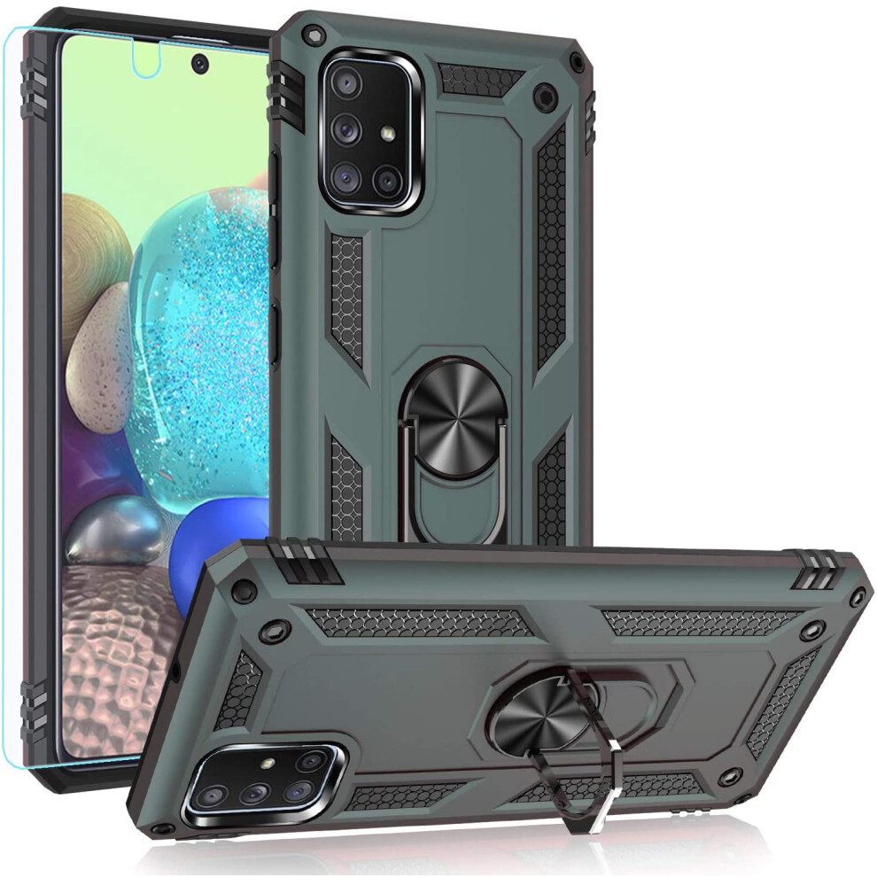 Compatible With Samsung A71 5G Case Â Military-Grade Heavy-Duty Protection W/ Hd Screen Protector, Magnetic Ring & Kickstand (Dark ) Green 9479868060067