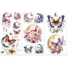 Rub-on DTF Transfer Decals 6"x12", 3pcs Dreamy Butterfly, Waterproof UV, for Dresser, Chest, Drawer, Glass, Porcelain, Wood – Compatible with DTF