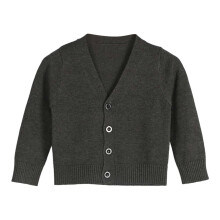 Mädchen-Cardigan, langärmelig, mit Knöpfen, Rundhalsausschnitt, dunkelgrau, Größe 4J