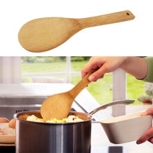 Natural Bamboo Rice Spoon in Beige – Compatible with Wooden & Stainless Steel Bowls