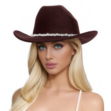Men's And Women's Woolen Hats Western Cowboy Top Hat Three Of Rhinestones