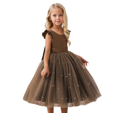 Girls Dresses O-Neck Flutter Sleeve Dress For Casual Outdoor Photo Party Performance Summer Fall Sundress Toddler Dailywear Breathable / 3-4 Years
