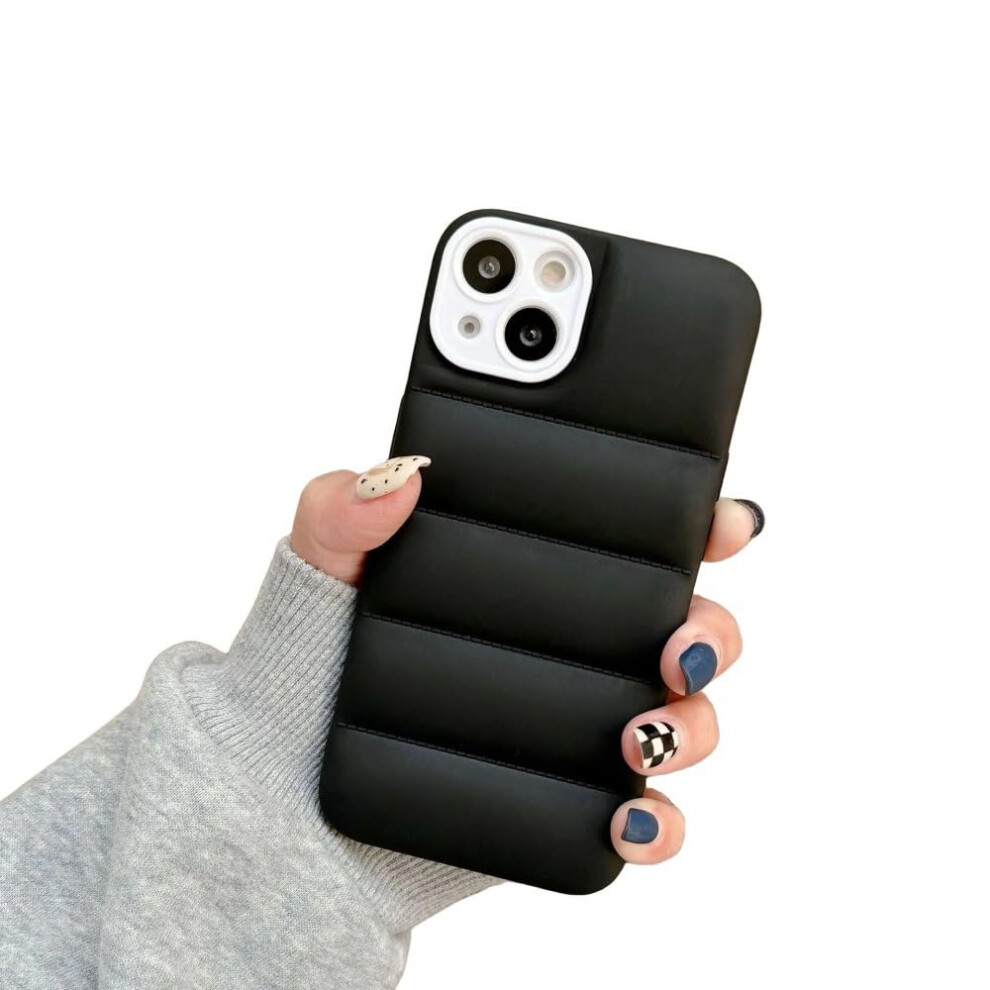 Fluffy Silicone Puffer Case For Iphone 14 Plus, Shockproof Soft Protection With Raised Edge Guard, Black 9092120218275