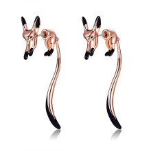 (Rose Gold) Fox Earrings Long Tail Temperament Beautiful Dangle Earrings Jewelry For Women