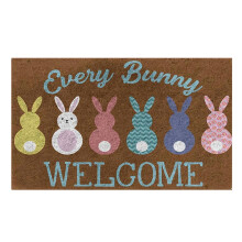 1pcs Happy Easter Natural Coir Door Mat Cartoon Bunny Pattern Welcome Mat Entrance Door Rugs For Indoor Outdoor Home Bathroom Decor