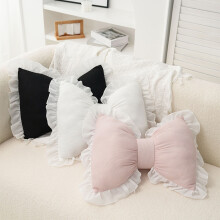 Pillow Black Bow Shaped Pillow 12.59x15.74" Cotton Cushion for Sofa Bed Car Backrest Lumbar Support Home Decor(1Pcs)