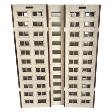 Houten appartement, model, tuinlandschap, buitenscène, decoratie