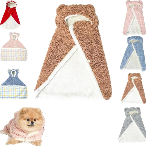 Couverture-capuche pour animaux avec capuche ours – Polyester doux, Grande