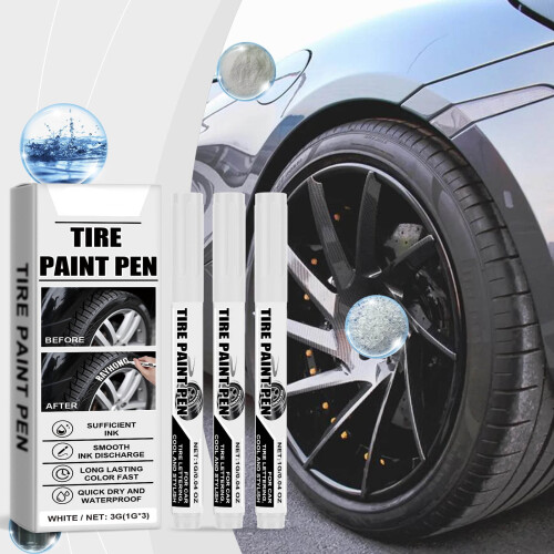 White Paint Pen for Car Tires Waterproof 3-Pack