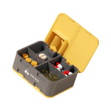 Compact Medicine Box With Pills Divider 2 Tiers Storage-Yellow