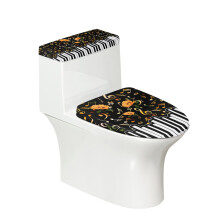 Piano Keyboard Bathroom Toilet Cover Set Universal 2 Piece Easy to Clean Stays in Place for Bathroom Home