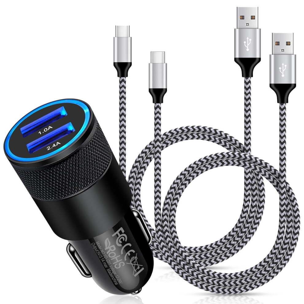 Type C Car Charger 3.4A Dual Usb, 26Ft Fast Charging Cables, Compatible With Usb-C Devices 9028731001692