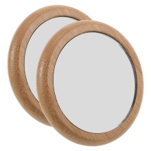 Unbranded wooden mini makeup mirror round portable 2 pcs