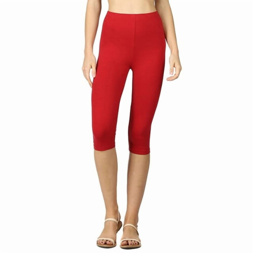 Plus Size Essential Basic Bomuld Spandex Stretch Leggings Under Knæene 15" Længde