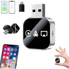 3-i-1 trådløs CarPlay-adapter og skærmspejlingsdongle, kablet til trådløs konverter for kompatibel med iPhone og Android