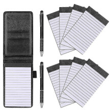 11 Pcs Mini Pocket Notepad Holder PU Leather Business Notebook Included 2 PCS Metal Pen 8 PCS Refil