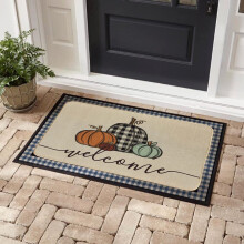 Clearance Carpet Under $10 – Fall Thanksgiving Decorative Door Mat, Farmhouse Autumn Buffalo Plaid, Non-Slip Indoor Floor Mat