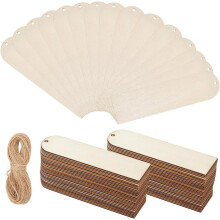60Pcs 4.7x1.3" Blank Wood Bookmarks + 39.4ft Jute Cord – Unfinished DIY Kit for Painting, Staining, Wedding & Party Decor