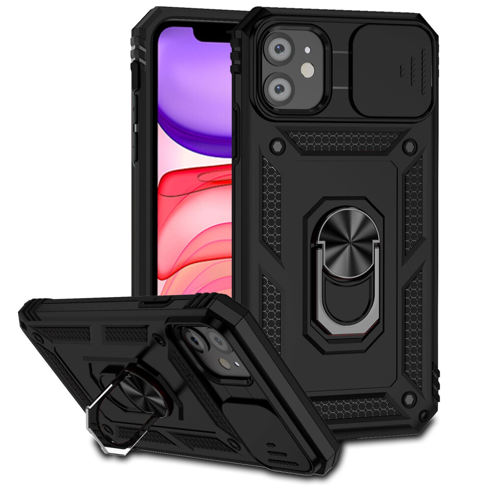 Rugged Iphone 16 Case With Sliding Camera Cover, Kickstand & Military-Grade Drop Protection Â Black 9479868515505