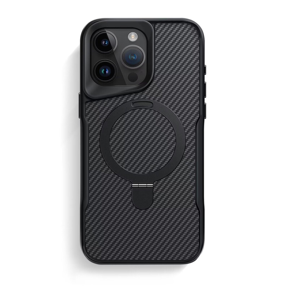 Military Grade Carbon Fiber Textured Case For Iphone 15 Pro, Slim Shockproof Protective Cover 6.1' Black 9092120217360