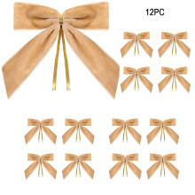 12-Pc Burgundy Velvet Christmas Bows, 3.5" Mini Wreath Decor – Easy-Attach for Tree, Garland, Gifts, Parties & New Year
