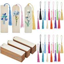 72 marcapáginas de madera en blanco con borlas, kits de manualidades sin terminar para bodas, cumpleaños y recuerdos de fiesta – Compatibles con