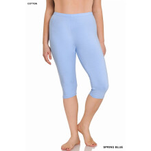 Plus Size Essential Basic Bomuld Spandex Stretch Leggings Under Knæene 15" Længde