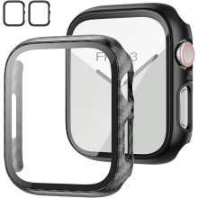 XiHAMA 2er-Pack Schutzhülle + Displayschutzfolie aus gehärtetem Glas, kompatibel mit Apple Watch Series 9/8/7 (41 mm), schlanke, ultradünne
