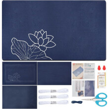Sashiko-Teeset – Lotus-Design, inklusive Anleitung und Material, kompatibel mit Sashiko-Nadeln, ideal für Anfänger und als Einzugsgeschenk