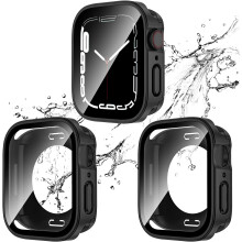 XiHAMA 2-in-1 Wasserdichte Hülle, kompatibel mit Apple Watch SE, SE6/5/4 – PC-Bumper + gehärtetes Glas, 360-Schutz