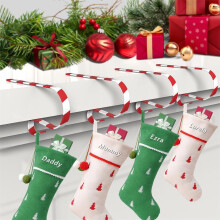 4-Pcs Christmas Stocking Holders, Adjustable Metal Fireplace Hangers Compatible with Thick/Flat/Brick/Wood Mantles