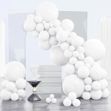 White Balloons 140 pcs (18", 12", 10", 5") Arch Kit for Wedding, Baby Shower, Birthday, Bridal Shower, Graduation, Engagement Party Decor
