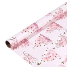 118.1"x16.9" Pink Christmas Tree Wrapping Paper Roll – Cute Aesthetic Xmas Gift Wrap for Holidays, New Year & Winter Party