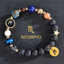 8Planeter & 12Zodiac Armband med Frostade Stenpärlor – Unisex Vardagskläder & Gåva, Kompatibelt med Alla Handledsstorlekar