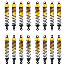 16 Pièces Séries Amortisseur 108Mm en Alliage D'Aluminium, Avant Arrière Assemblé Ressort Amortisseur Suspension pour 1/10 HSP RC Voitures-Jaune